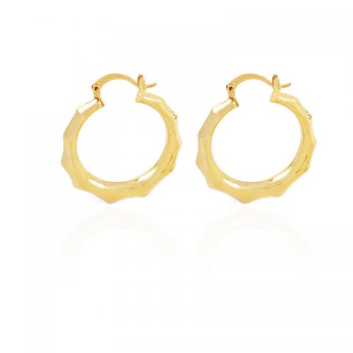Messing Spring hoop oorbellen, plated, voor vrouw, gouden, 38x33mm, Verkocht door pair