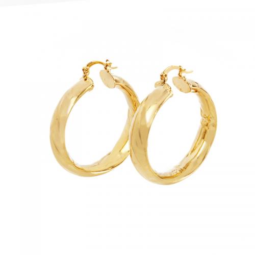 Messing Spring hoop oorbellen, plated, voor vrouw, gouden, 45x50mm, Verkocht door pair