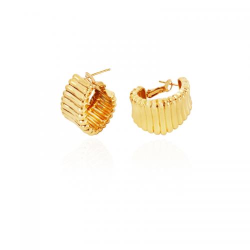 Messing Spring hoop oorbellen, plated, voor vrouw, gouden, 26x23mm, Verkocht door pair