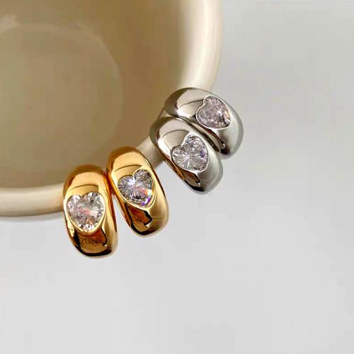 Zinc Alloy Stud Earring with Cubic Zirconia plated fashion jewelry & for woman 30mm Sold By Pair