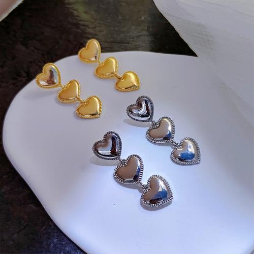 Boucles d'oreilles en alliage de zinc, coeur, Placage, bijoux de mode & pour femme, plus de couleurs à choisir, 14x43mm, Vendu par paire