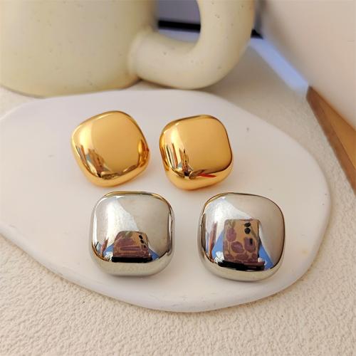 Boucles d'oreilles en alliage de zinc, cadre, Placage, bijoux de mode & pour femme, plus de couleurs à choisir, 25x25mm, Vendu par paire