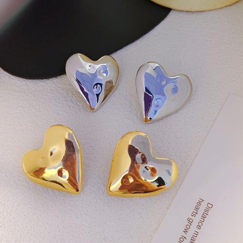 Tibetan Style Stud Earring, Heart, plated, fashion jewelry & for woman, more colors for choice, 31x33mm, Sold By Pair