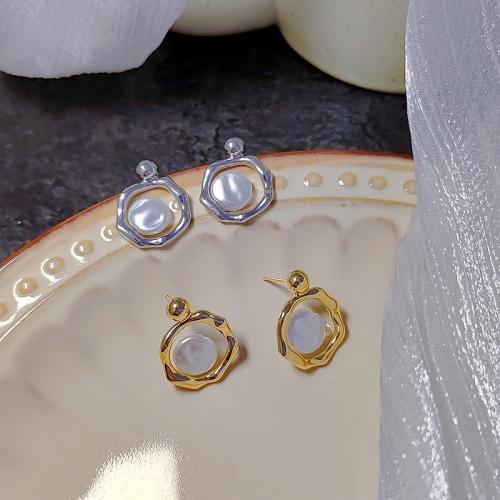 Zinklegierung Ohrstecker, mit Kunststoff Perlen, plattiert, Modeschmuck & für Frau, keine, 13x17mm, verkauft von Paar