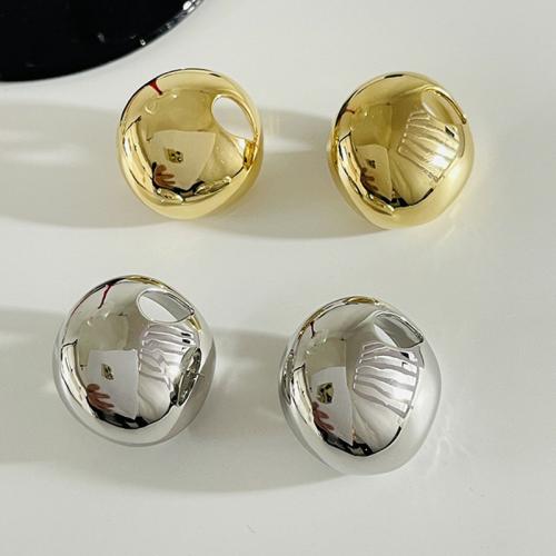 Zinc Alloy Stud Earring Round plated fashion jewelry & for woman & hollow Sold By Pair