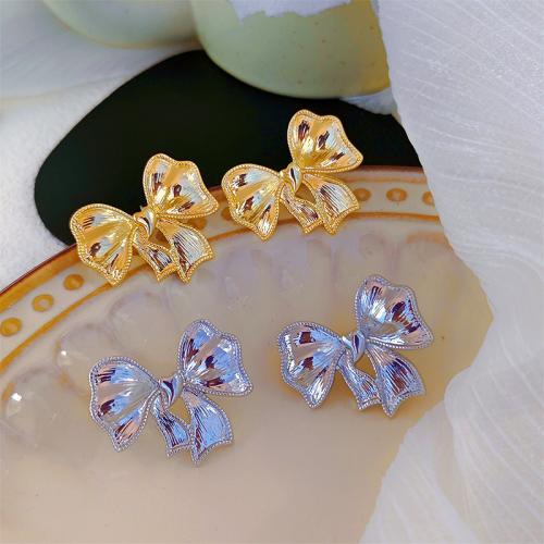 Zinc Alloy Stud Earring Bowknot plated fashion jewelry & for woman Sold By Pair