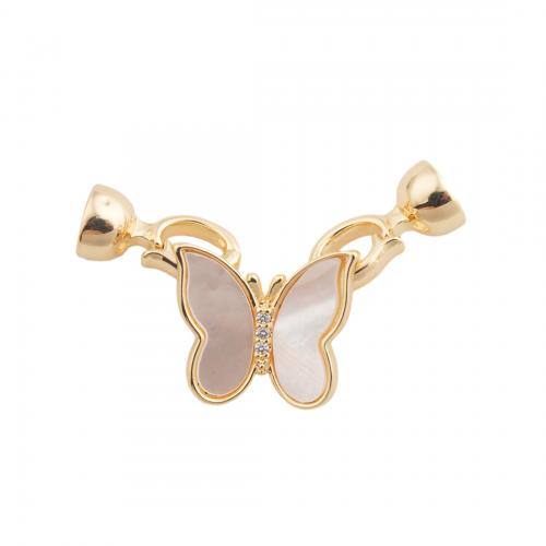 Brass Bracelet Findings with White Shell Butterfly 14K gold plated DIY nickel lead & cadmium free Sold By PC