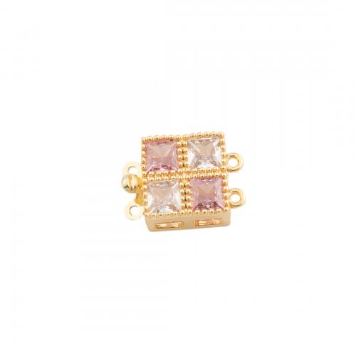 Brass Box Clasp Square 14K gold plated DIY & micro pave cubic zirconia nickel lead & cadmium free Approx 0.5mm Sold By PC
