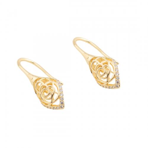 Brass Drop Earring 14K gold plated DIY & micro pave cubic zirconia nickel lead & cadmium free Sold By Pair