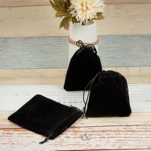 Jewelry Pouches Bags, Velvet, black, 120x100mm, Approx 50PCs/Set, Sold By Set