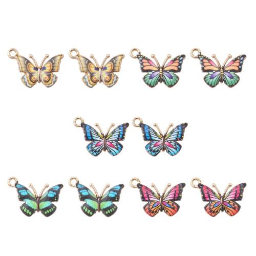 Tibetan Style Enamel Pendants, Butterfly, DIY, mixed colors, nickel, lead & cadmium free, 21.70x15.60mm, Approx 10PCs/Bag, Sold By Bag