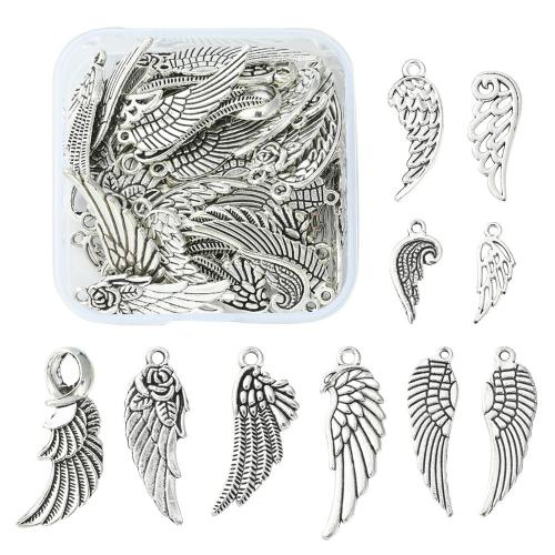 Wing Shaped Tibetan Style Pendants, antique silver color plated, DIY, nickel, lead & cadmium free, Approx 50PCs/Bag, Sold By Bag