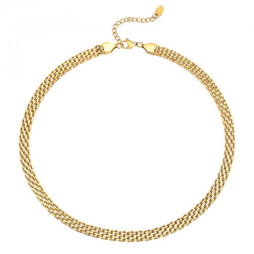 Edelstahl Schmuck Halskette, 304 Edelstahl, mit Verlängerungskettchen von 5cm, Modeschmuck & für Frau, goldfarben, 6mm, Länge ca. 40 cm, verkauft von PC