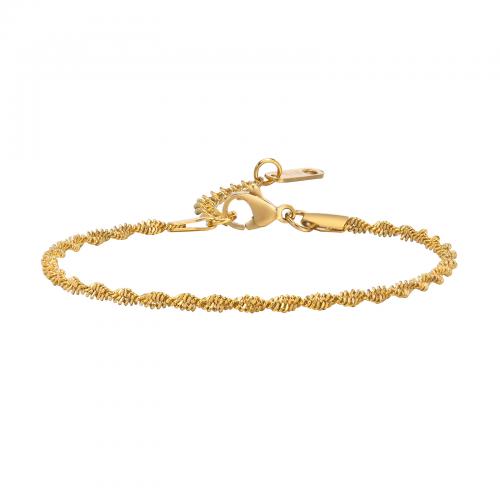 Pulseira de aço titânio, Partículas de aço, with 3cm extender chain, joias de moda & para mulher, dourado, 2.20mm, comprimento Aprox 15 cm, vendido por PC