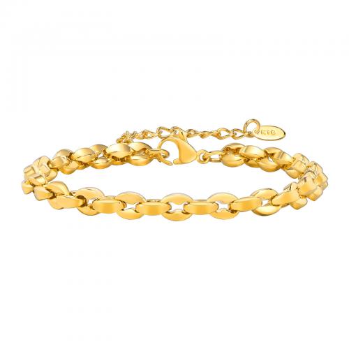 Pulseira de aço titânio, Partículas de aço, with 5cm extender chain, joias de moda & para mulher, dourado, 5mm, comprimento Aprox 16 cm, vendido por PC