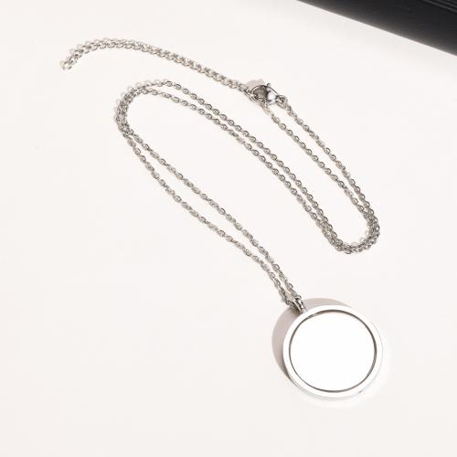 Titanium Steel Necklace, with 5cm extender chain, Round, Vacuum Ion Plating, fashion jewelry & for woman, more colors for choice, 25x29.80mm, Length:Approx 46 cm, Sold By PC