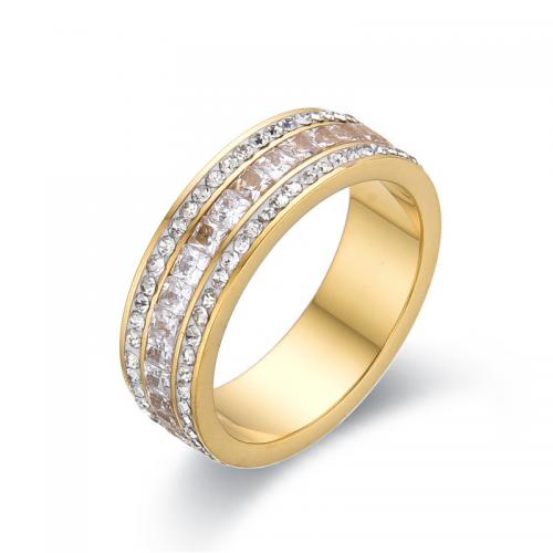 Rhinestone нержавеющей стали палец кольцо, Нержавеющая сталь 304, ювелирные изделия моды & разный размер для выбора & Женский & со стразами, Много цветов для выбора, продается PC