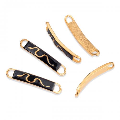 Stainless Steel Connector 304 Stainless Steel Square gold color plated DIY & enamel & 1/1 loop black Sold By Bag