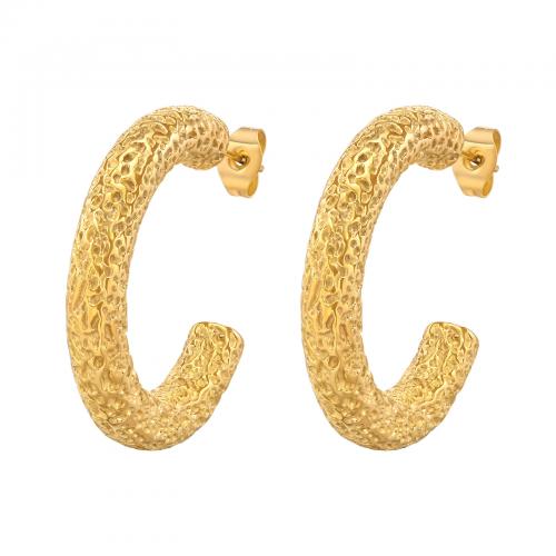 Stainless Steel Stud Earrings 304 Stainless Steel gold color plated fashion jewelry & for woman nickel lead & cadmium free 31.50mm Sold By Pair