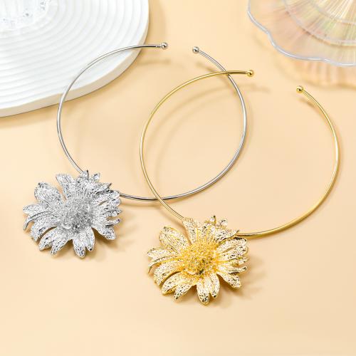 Collar Necklace, Tibetan Style, Flower, plated, fashion jewelry & for woman, more colors for choice, nickel, lead & cadmium free, Pendant:6.1x6.3cm, Length:Approx 36.1 cm, Sold By PC