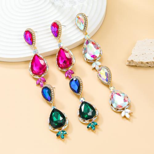 Zinc Alloy Stud Earring with Glass Rhinestone Teardrop fashion jewelry & for woman & with rhinestone nickel lead & cadmium free Sold By Pair
