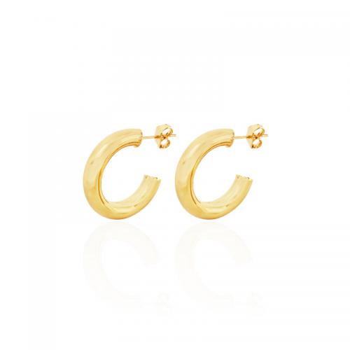 Brass Stud Earring, plated, for woman, golden, 30x25mm, Sold By Pair