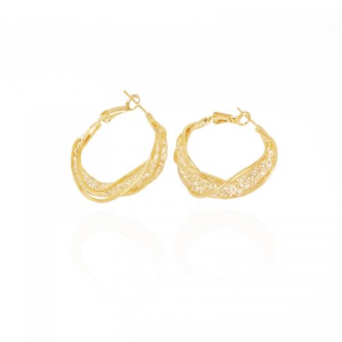 Cubic Zirconia Micro Pave Brass Earring, plated, micro pave cubic zirconia & for woman, golden, 40x35mm, Sold By Pair