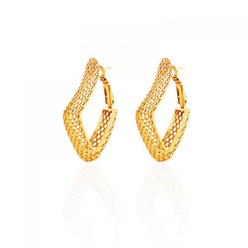 Brass Leverback Earring, plated, for woman, golden, 42x30mm, Sold By Pair