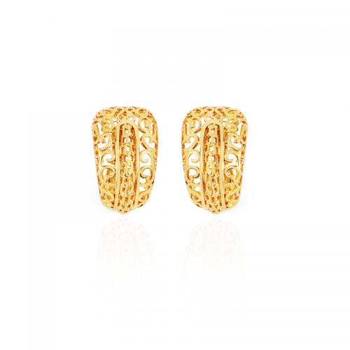 Brass Leverback Earring, plated, for woman, golden, 32x17mm, Sold By Pair