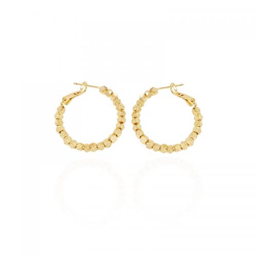 Messing Spring hoop oorbellen, plated, voor vrouw, gouden, 33x30mm, Verkocht door pair