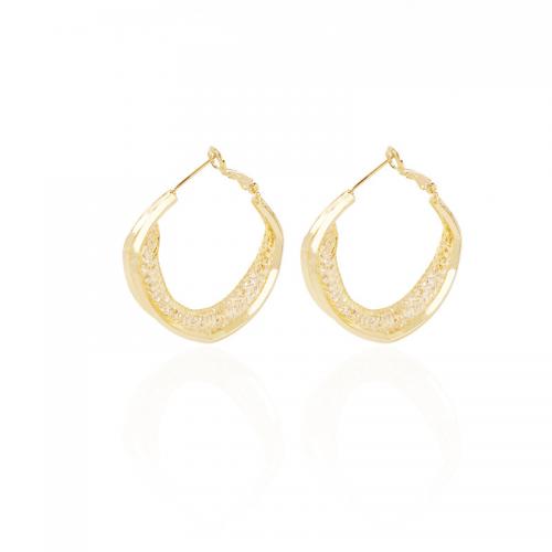 Cubic Zirconia Micro Pave Brass Earring, plated, micro pave cubic zirconia & for woman, golden, 40x33mm, Sold By Pair