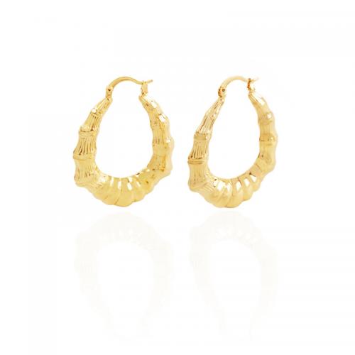 Messing Spring hoop oorbellen, plated, voor vrouw, gouden, 43x32mm, Verkocht door pair
