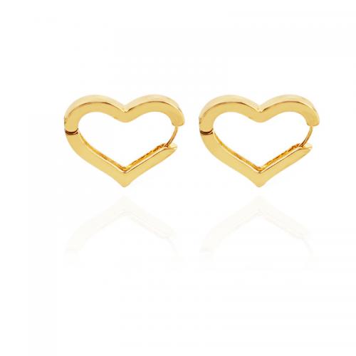 Brass Leverback Earring, Heart, plated, for woman, golden, 25x28mm, Sold By Pair