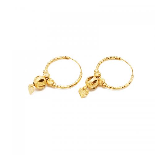 Huggie Hoop Drop Earring, Brass, plated, for woman, golden, 40x25mm, Sold By Pair