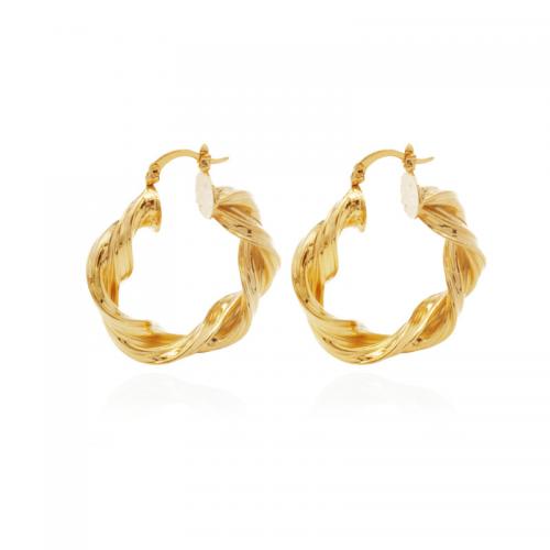 Messing Spring hoop oorbellen, plated, voor vrouw, gouden, 40x35mm, Verkocht door pair
