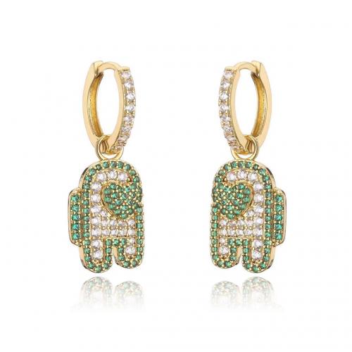 Cubic Zirconia Micro Pave Brass Earring plated & micro pave cubic zirconia & for woman & enamel Sold By Pair