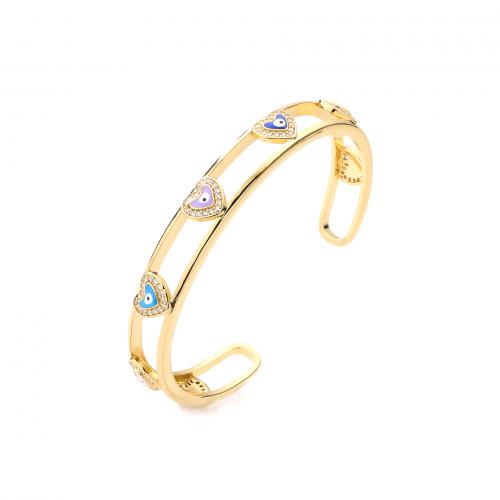 Brass Bracelet & Bangle plated micro pave cubic zirconia & for woman & enamel Sold By PC