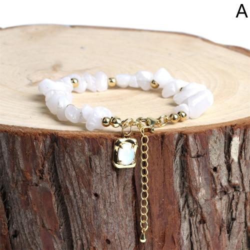 Gemstone Bracelets, with Crystal & Brass, plated, fashion jewelry & for woman, more colors for choice, 9x13mm, Length:Approx 16-22 cm, Sold By PC