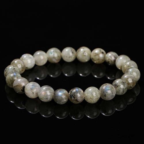 Gemstone Bracelets Labradorite Round fashion jewelry & Unisex mixed colors Length Approx 18 cm Sold By PC