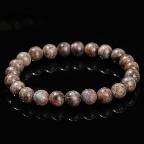 Gemstone Bracelets Labradorite Round fashion jewelry & Unisex coffee color Length Approx 18 cm Sold By PC