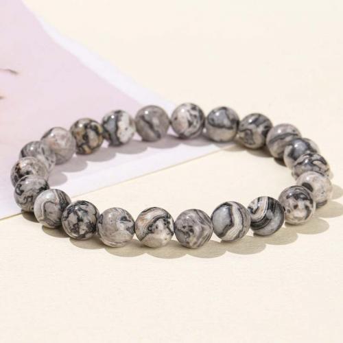 Gemstone Bracelets Map Stone Round fashion jewelry & Unisex mixed colors Length Approx 18 cm Sold By PC