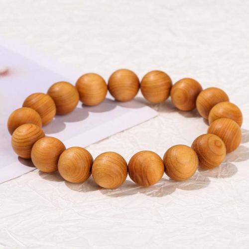 Gemstone Bracelets, Thuja Sutchuenensis, Round, fashion jewelry & Unisex, yellow, 12mm, Length:Approx 18 cm, Sold By PC