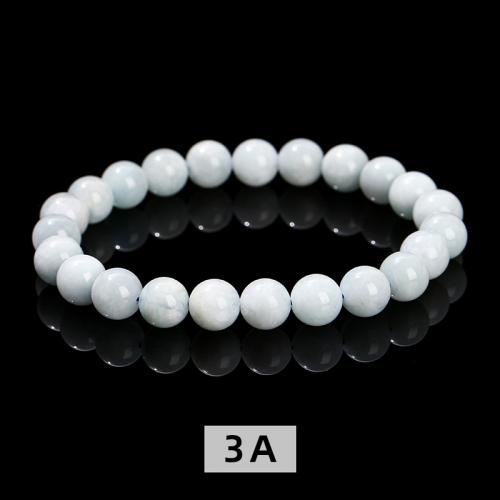 Gemstone Bracelets, Aquamarine, Round, fashion jewelry & different grades for choice & different size for choice & for woman, more colors for choice, Length:Approx 18 cm, Sold By PC