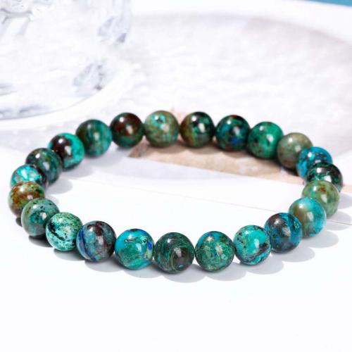 Gemstone Bracelets Azurite Round fashion jewelry & Unisex mixed colors Length Approx 18 cm Sold By PC