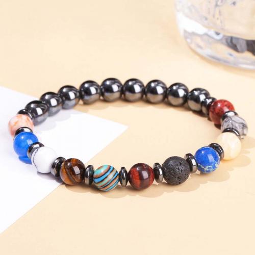 Hematite Bracelet, with Gemstone, Round, fashion jewelry & Unisex & different styles for choice, more colors for choice, Length:Approx 18 cm, Sold By PC