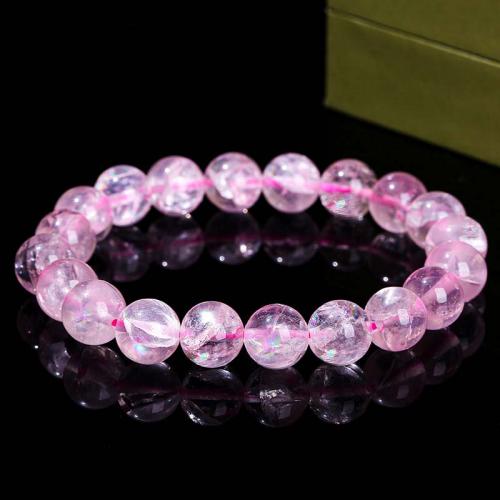 Quartz Bracelets Rose Quartz Round fashion jewelry & for woman pink 10mm Length Approx 18 cm Sold By PC