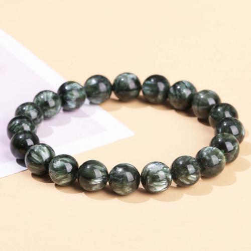 Quartz Bracelets Seraphinite Round fashion jewelry & Unisex green Length Approx 18 cm Sold By PC
