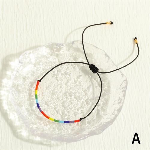 Glass Beads Bracelet Seedbead with Knot Cord Adjustable & fashion jewelry & for woman Length Approx 16-22 cm Sold By PC