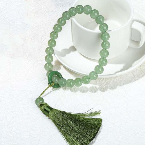 Pulsera de perlas de vidrio, con Cordón de nudo, Esférico, Joyería & para mujer, verde, 12mm, aproximado 26PCs/Sarta, Vendido por Sarta