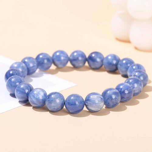 Quartz Bracelets, Kyanite, Round, fashion jewelry & Unisex & different size for choice, blue, Length:Approx 18 cm, Sold By PC